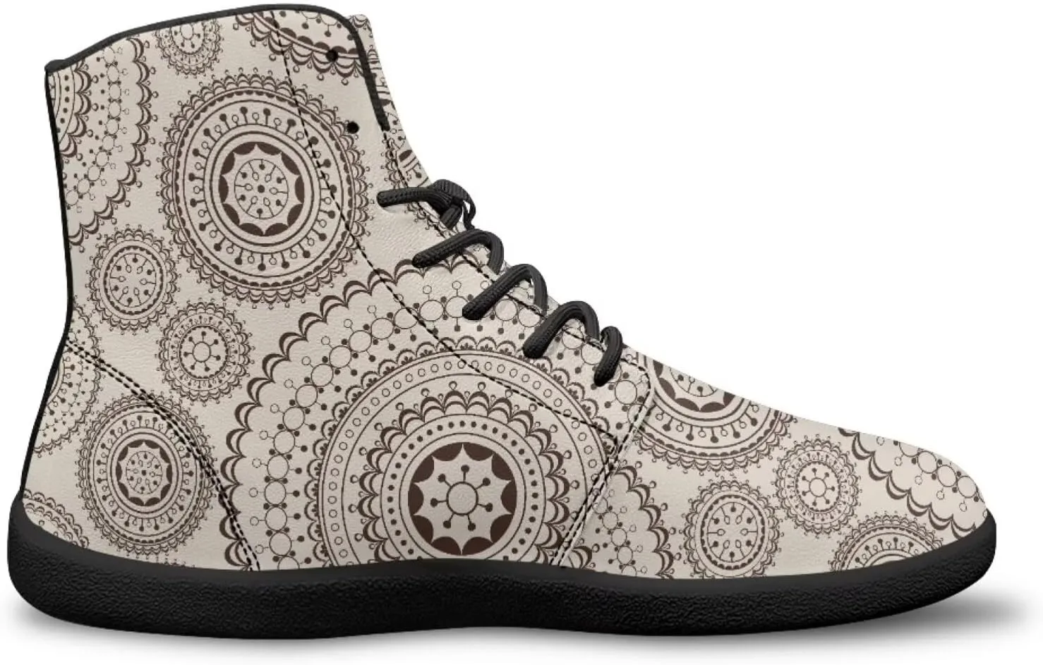 High Top Mandala Print Barefoot Shoes Hike & Walking Rubber Sole Minimalist Running Shoes for Men Zero-Drop Shoes