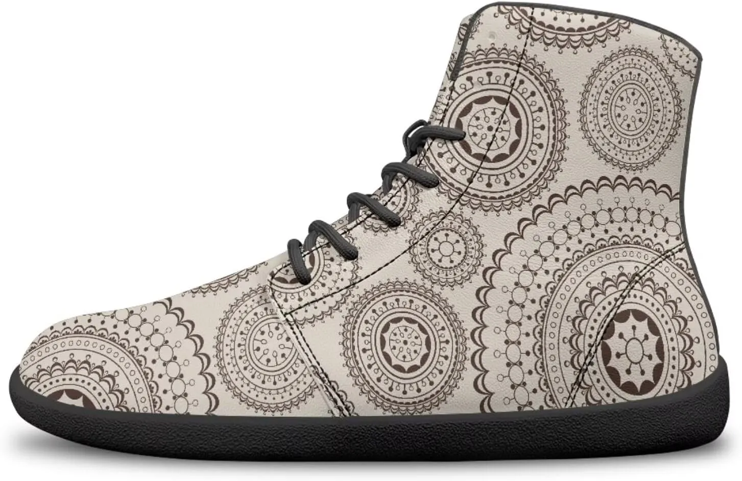 High Top Mandala Print Barefoot Shoes Hike & Walking Rubber Sole Minimalist Running Shoes for Men Zero-Drop Shoes