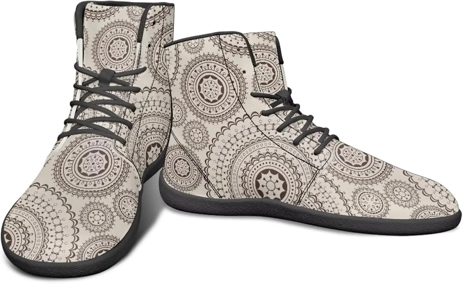 High Top Mandala Print Barefoot Shoes Hike & Walking Rubber Sole Minimalist Running Shoes for Men Zero-Drop Shoes