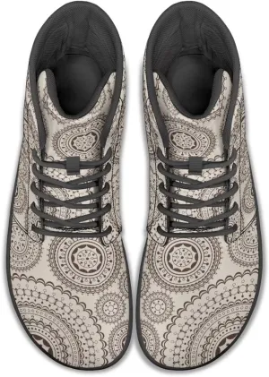 High Top Mandala Print Barefoot Shoes Hike & Walking Rubber Sole Minimalist Running Shoes for Men Zero-Drop Shoes