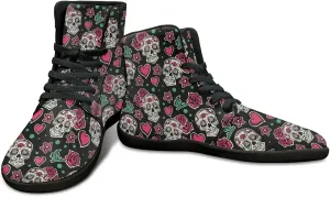 High Top Skull Print Barefoot Shoes for Men - Ultralight Sneakers with Rubber Sole for Travel and Running