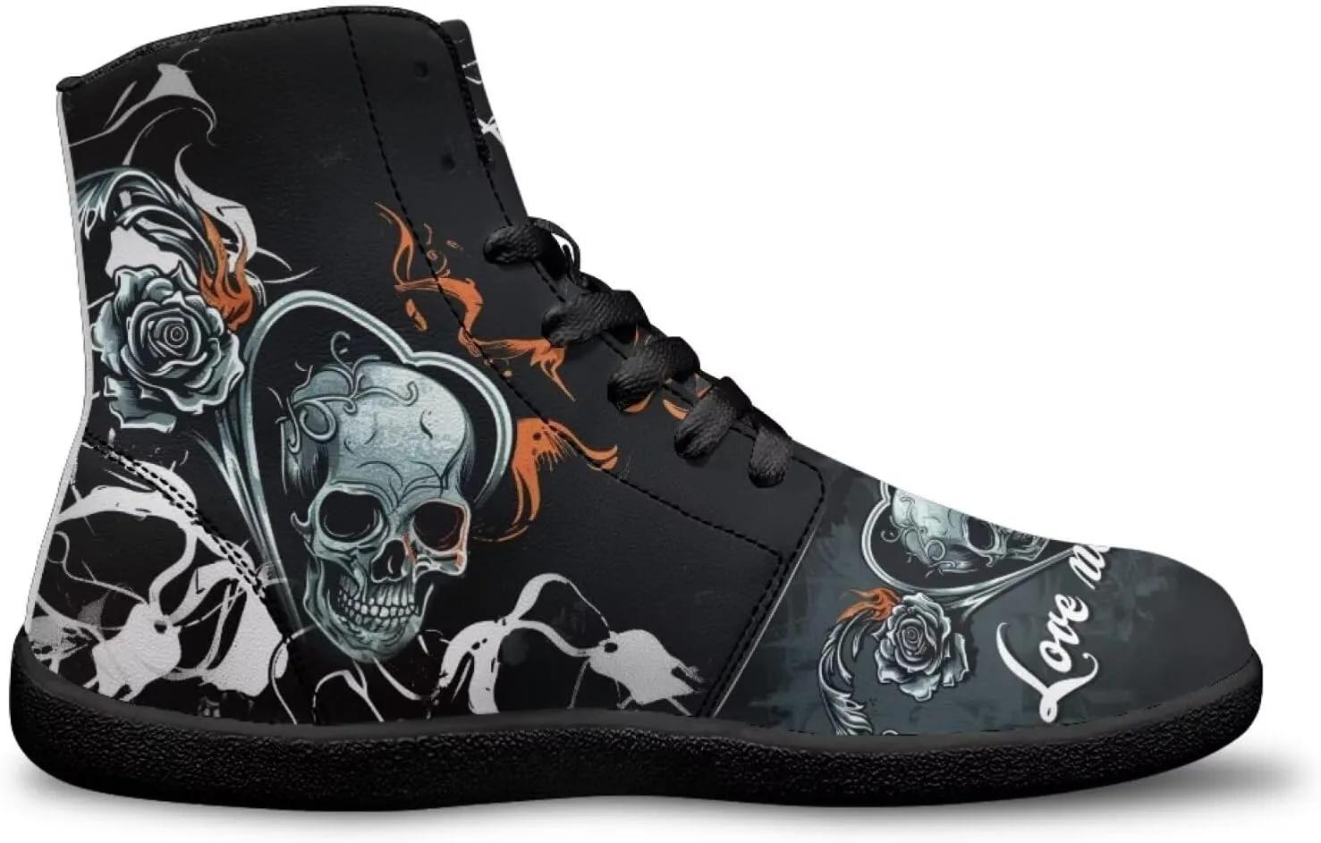 High Top Skull Print Barefoot Shoes - Zero Drop Non Slip Running Shoes, Gym Shoes, Grounded Footwear for Men