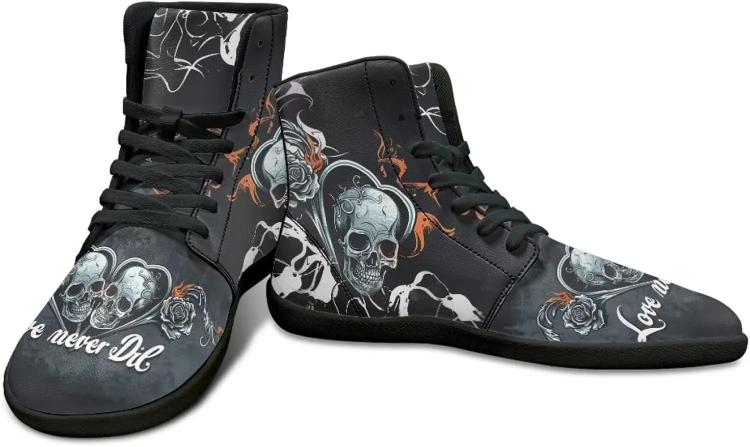 High Top Skull Print Barefoot Shoes - Zero Drop Non Slip Running Shoes, Gym Shoes, Grounded Footwear for Men