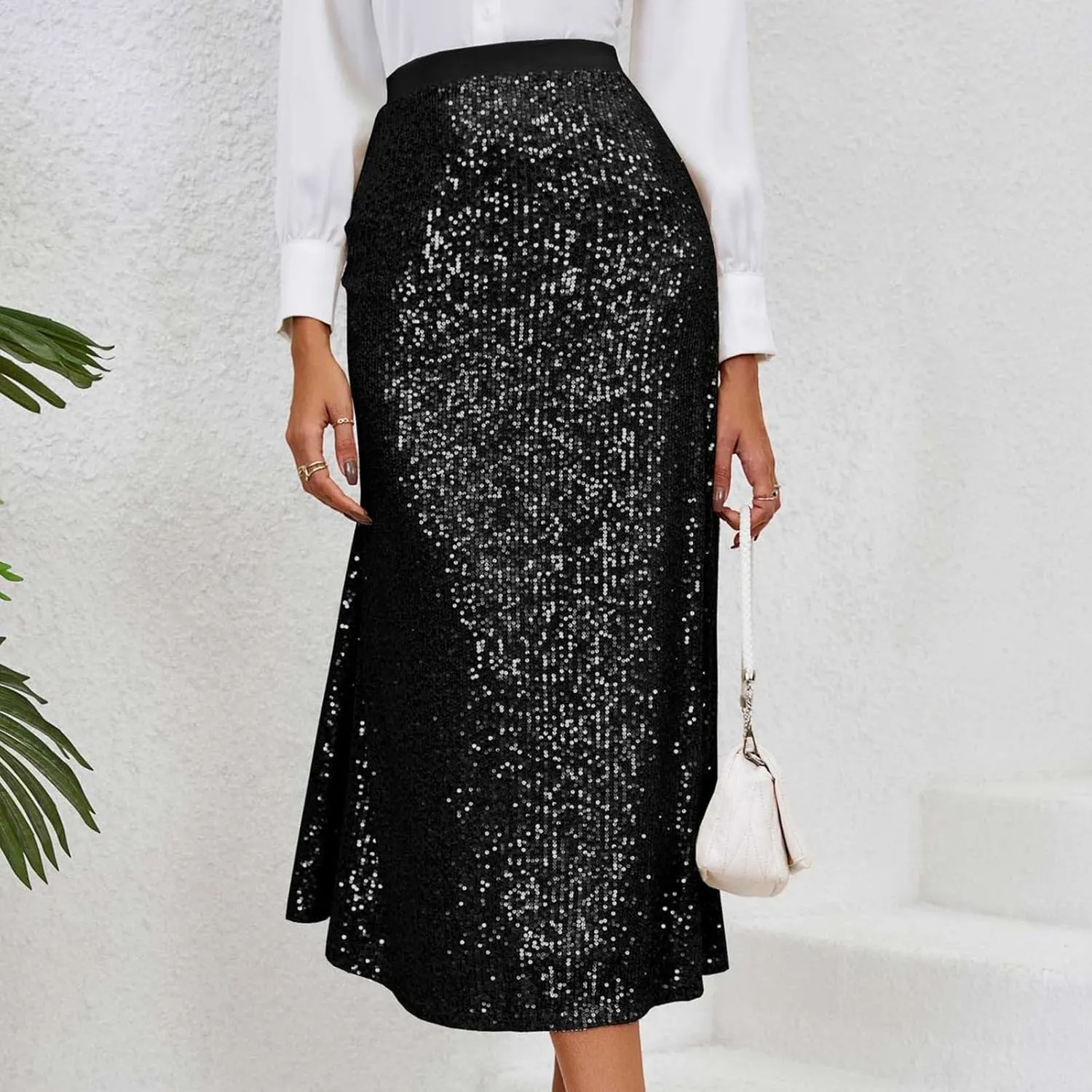 High Waisted Skirts for Women Women's Long Maxi Sequin Skirt Wedding A Line Skirt Bridesmaid Skirt