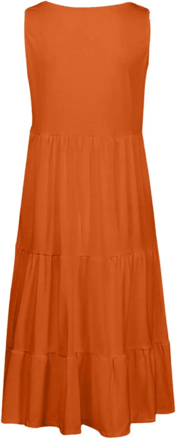 hlysgo Short Dresses for Women 2025 Casual Loose Fit Beach Vacation Peplum Sundress Summer Sleeveless Crew Neck Mini Dress