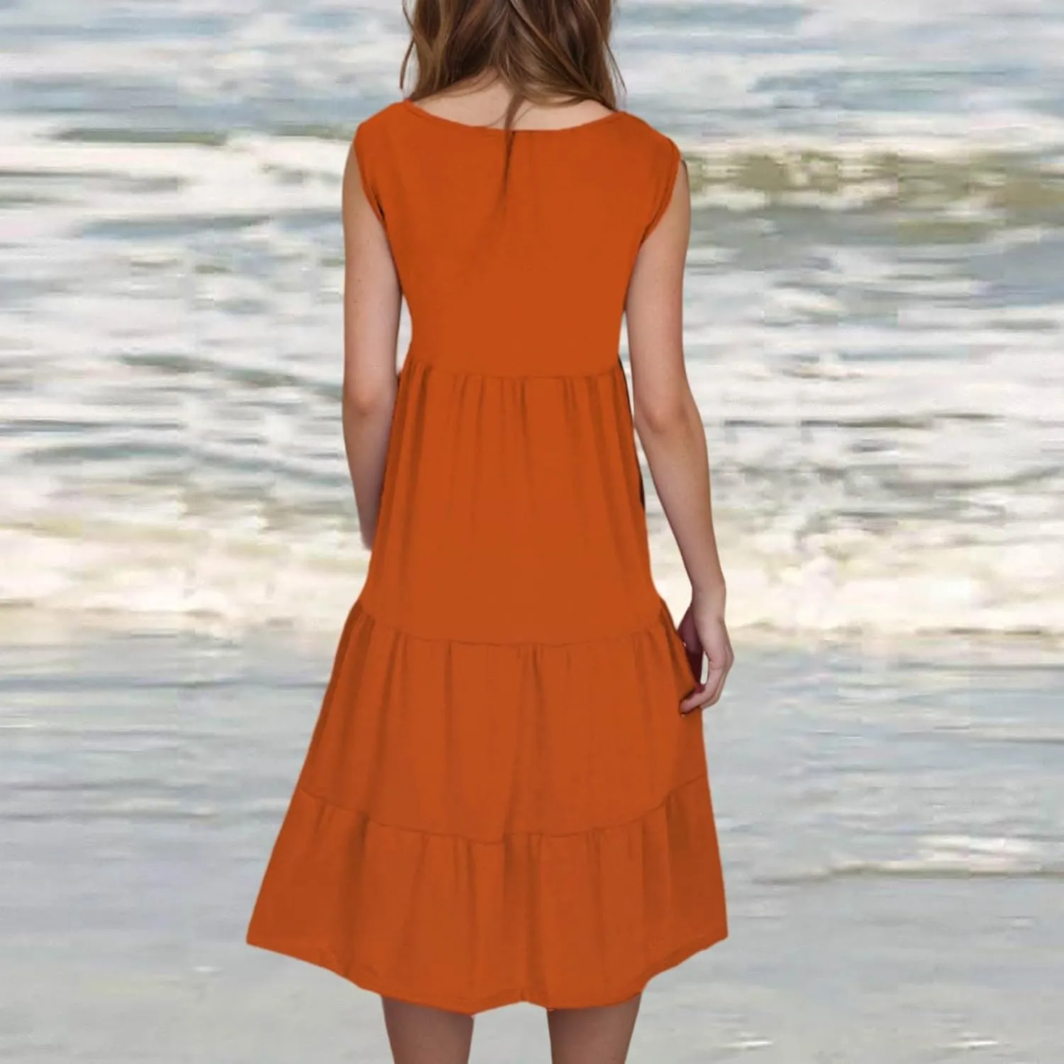 hlysgo Short Dresses for Women 2025 Casual Loose Fit Beach Vacation Peplum Sundress Summer Sleeveless Crew Neck Mini Dress