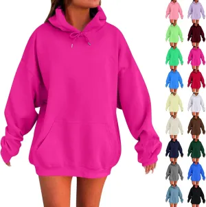 Hoodies for Women Oversized Fleece Hoodies Comfort Long Sleeve Basic Pullover Sweatshirt Casual Fall Sweatshirts
