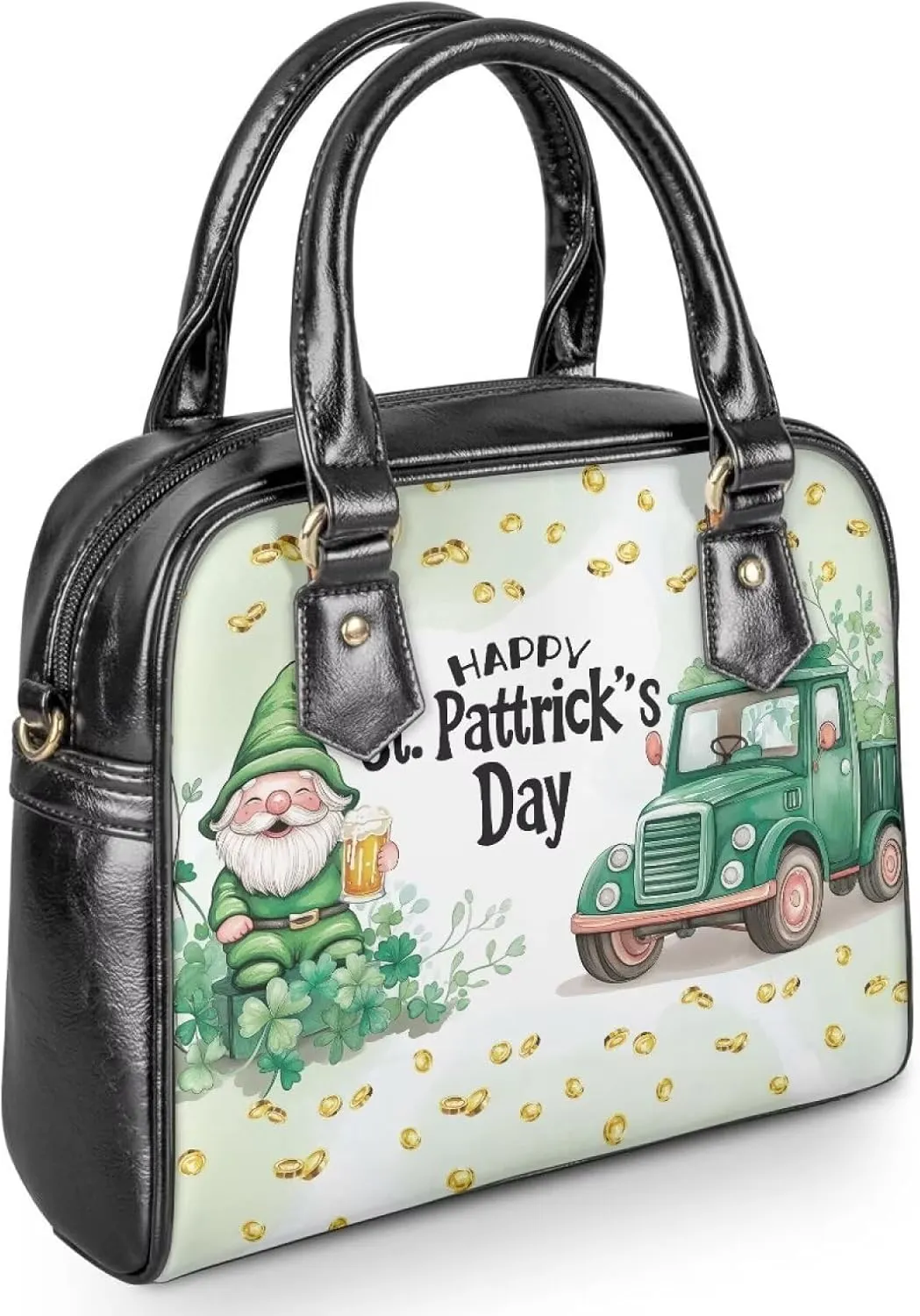 HUGS IDEA Leather Purse for St. Patrick's Day Crossbody Hobo Bag Fashion Top Handle Purse Lightweight