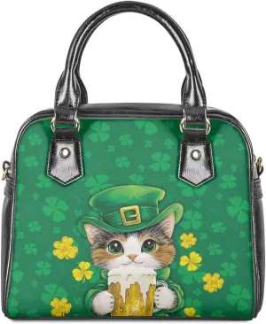 HUGS IDEA Leather Purse for St. Patrick's Day Crossbody Hobo Bag Fashion Top Handle Purse Lightweight