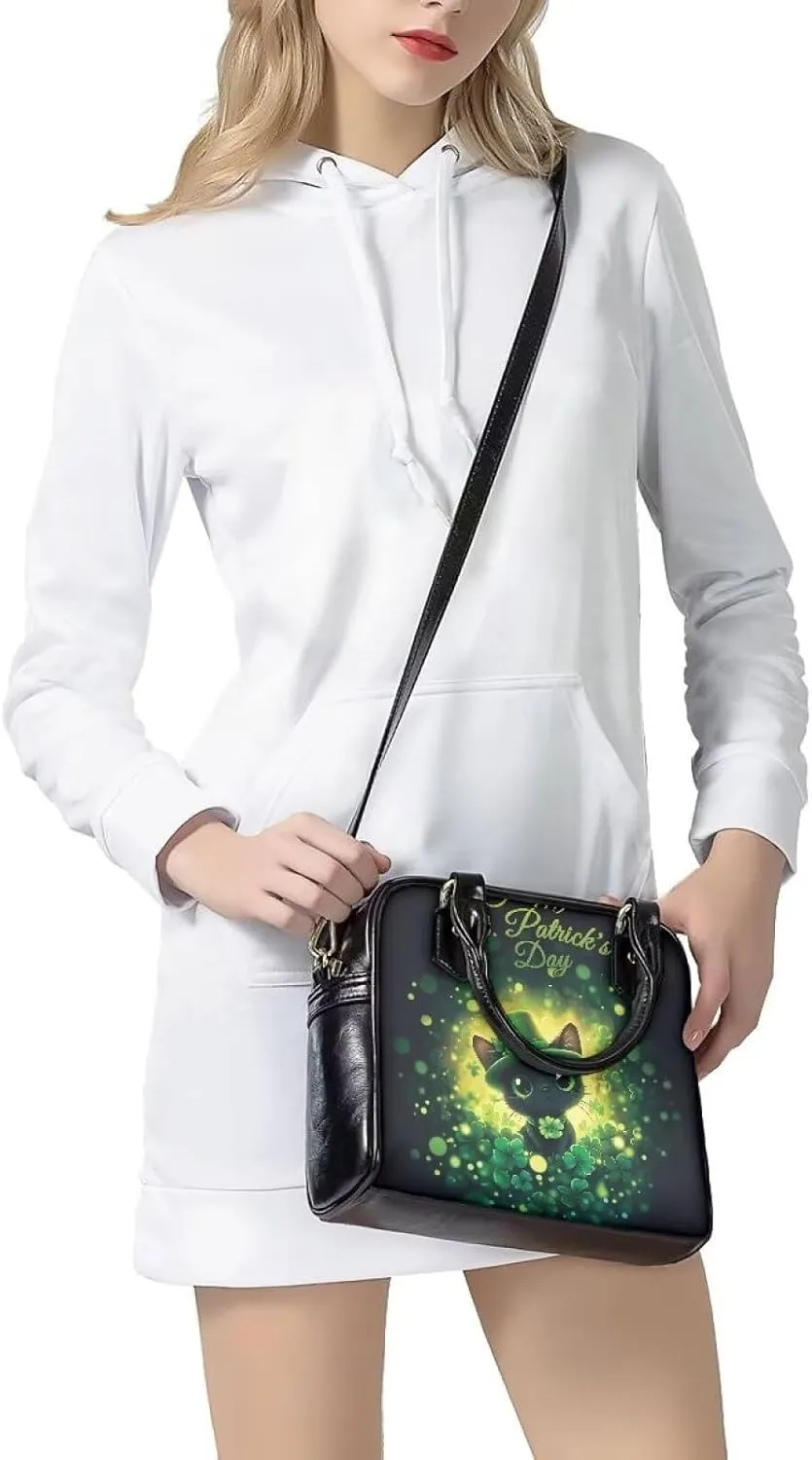 HUGS IDEA Leather Purse for St. Patrick's Day Crossbody Hobo Bag Fashion Top Handle Purse Lightweight