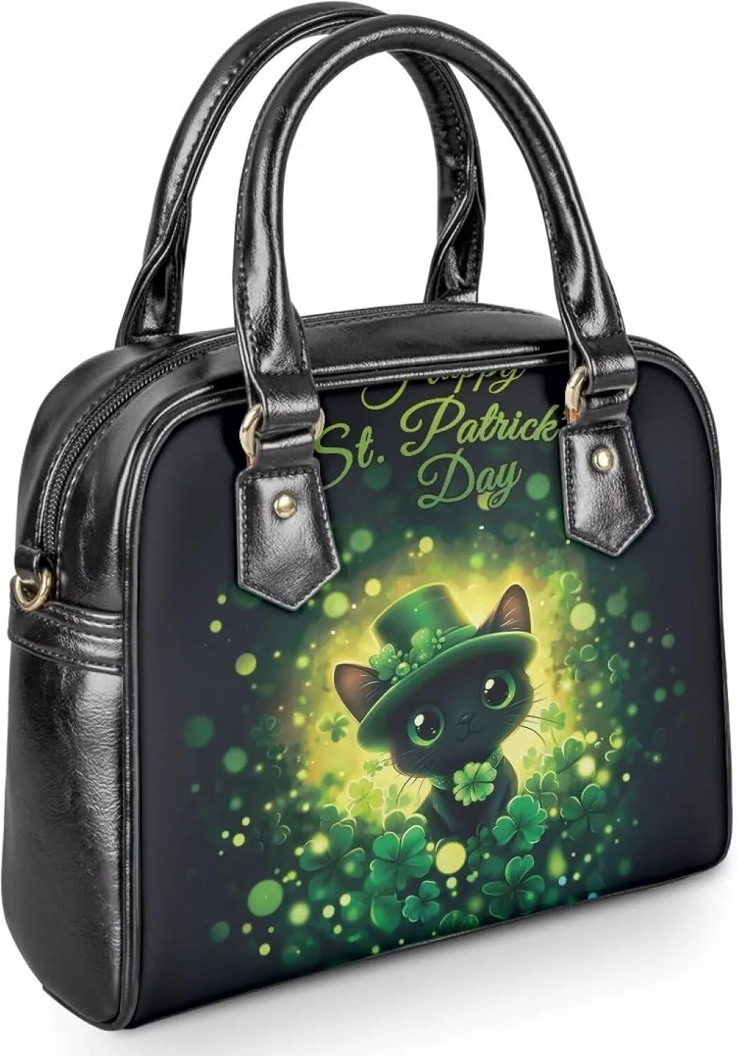 HUGS IDEA Leather Purse for St. Patrick's Day Crossbody Hobo Bag Fashion Top Handle Purse Lightweight