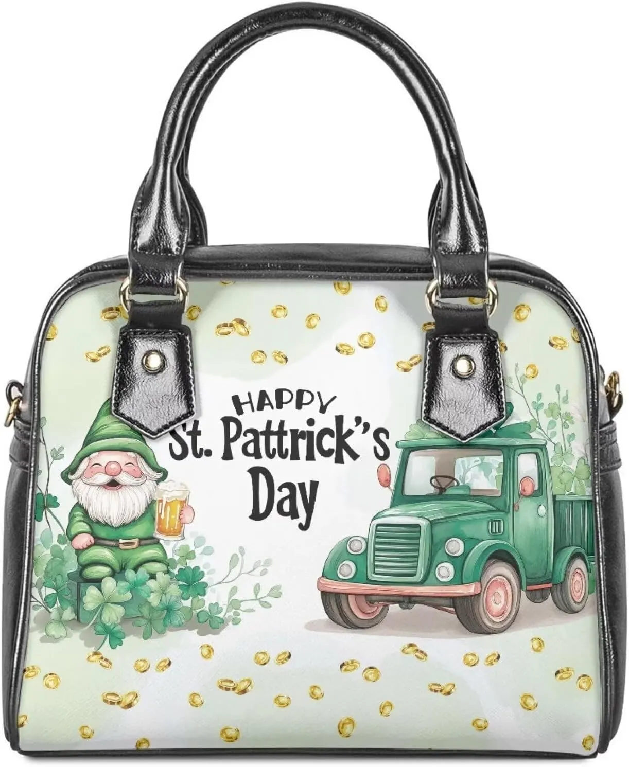 HUGS IDEA Leather Purse for St. Patrick's Day Crossbody Hobo Bag Fashion Top Handle Purse Lightweight