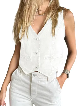 Imily Bela Womens Denim Vest Sleeveless V Neck Button Down Jean Waistcoat Jacket Y2K Summer Crop Tops
