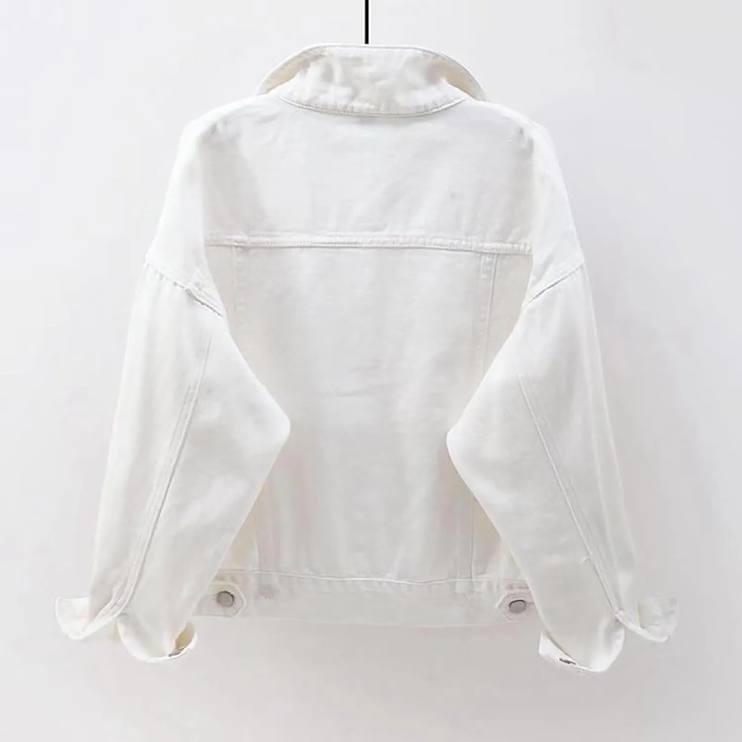 Jean Jacket Women,2024 Trendy Classic Lapel Button Down Up Frayed Hem Shacket Long Sleeve Distresse Trucker Coats
