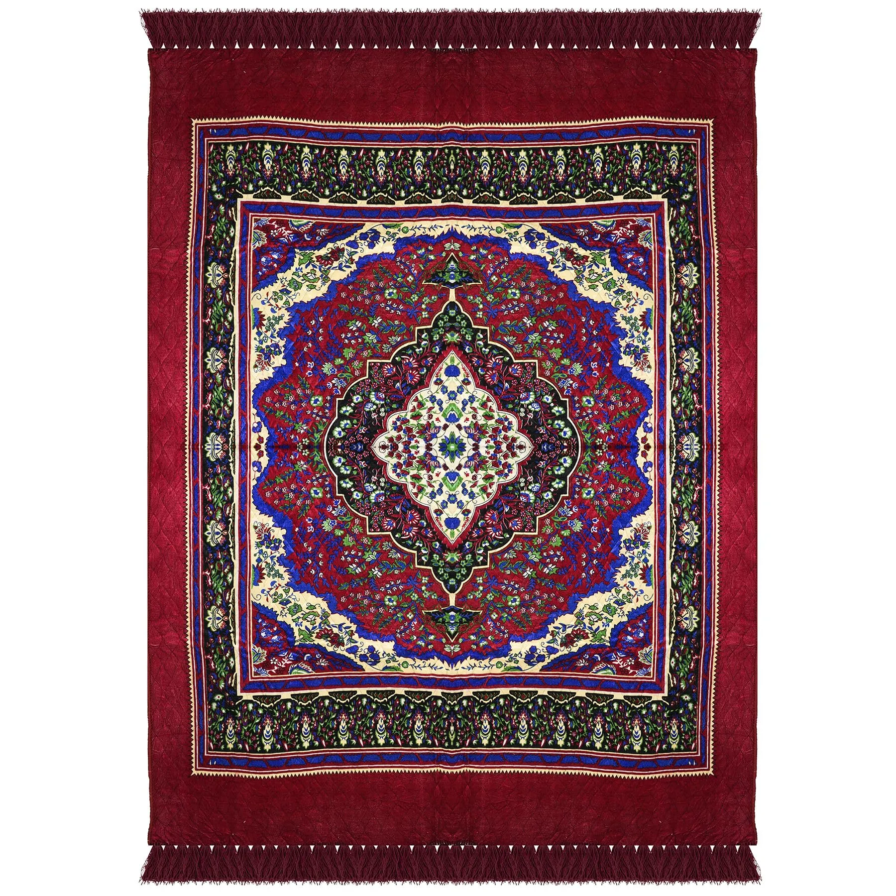 Kuber Industries Carpet | Velvet Carpet-Rug for Home Décor | Carpet Rug for Bedroom | Printed Carpet for Living Room | Prayer-Yoga Mat | Carpet for Hall | 6.5x7.5 Ft | Maroon
