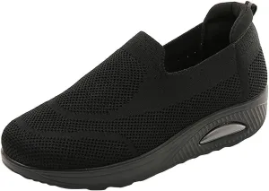 Ladies Walking Shoes Air Cushion Slip on Orthopedic Diabetic for Womens Lightweight Breathable Platform Trainers Casual Sneaker (Black 5.5 UK) (Black 4.5 UK)