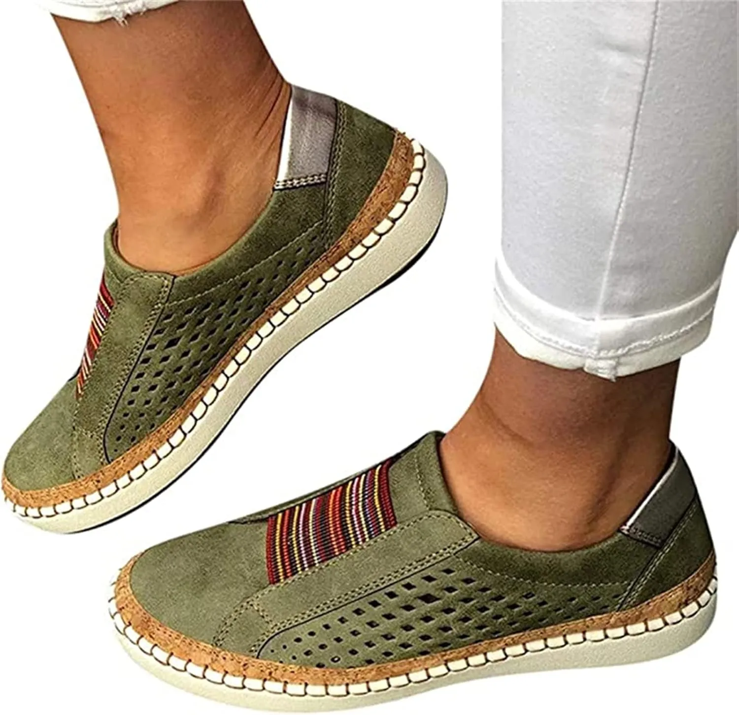 Ladmiple Shoes For Women Sneakers Slip Ons Low Cut Casual Canvas Walking Shoes Summer Fashion Platform Flats Loafers