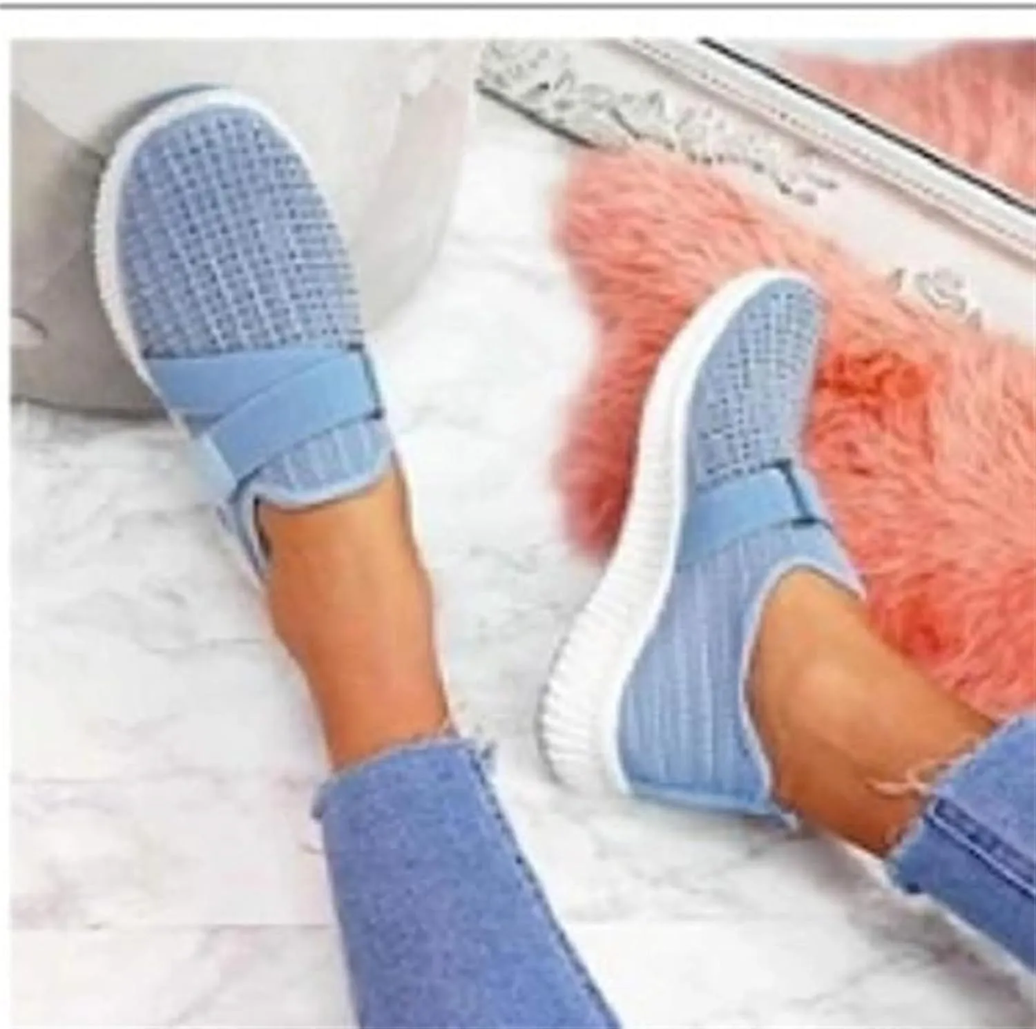 Ladmiple Tennis Shoes Womens Slip Ons Walking Shoes Casual Sneakers Mesh Lightweight Slip Resistant Comfortable Loafers