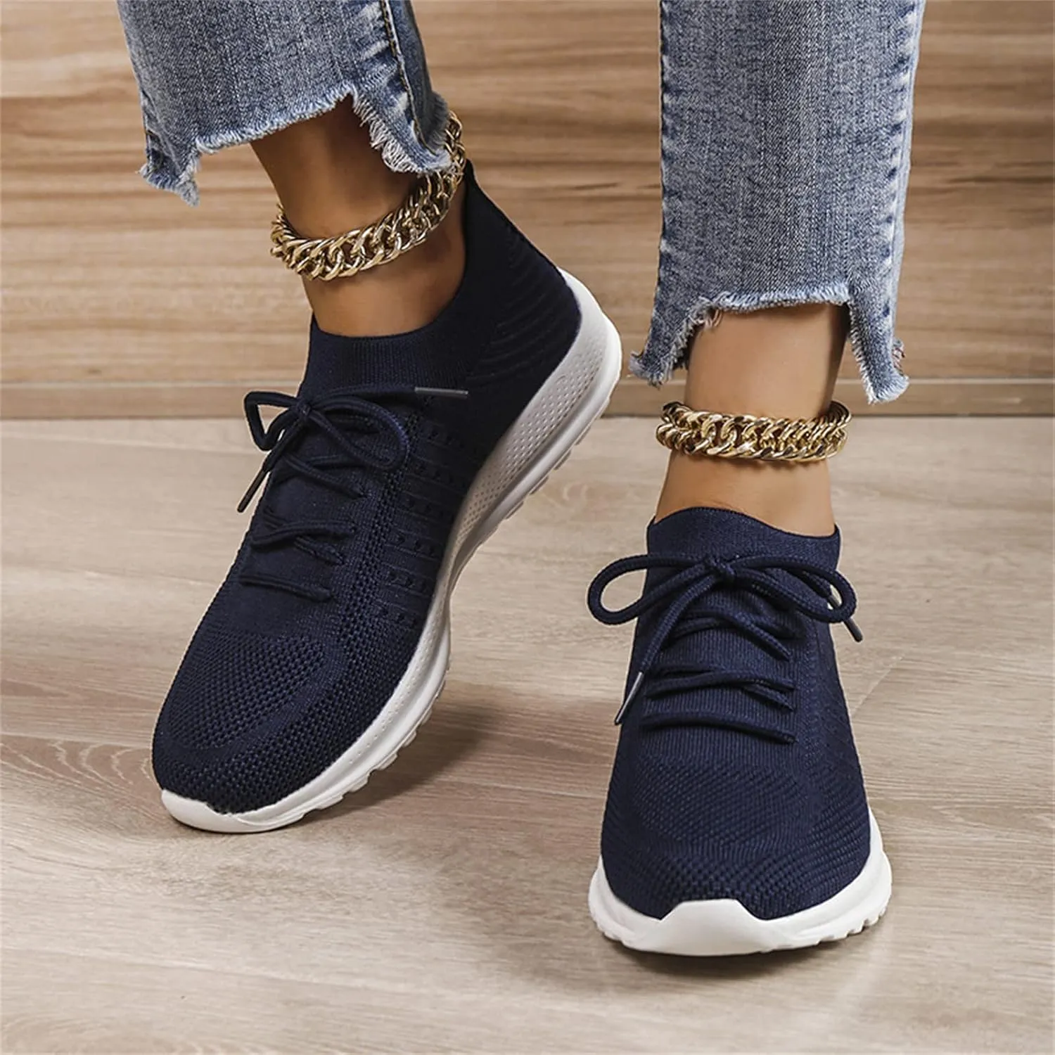 Ladmiple Walking Shoes Women Comfort Slip On Lightweight Sock Shoe Non-Slip Mesh Casual Fashion Tennis Running Sneakers