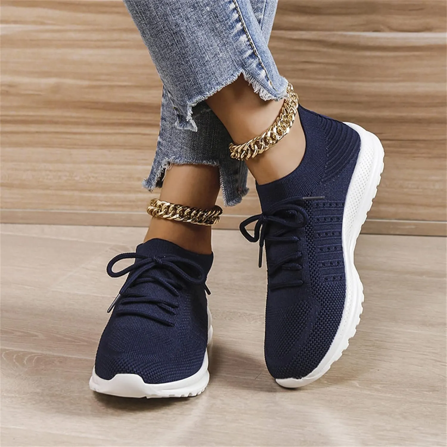 Ladmiple Walking Shoes Women Comfort Slip On Lightweight Sock Shoe Non-Slip Mesh Casual Fashion Tennis Running Sneakers