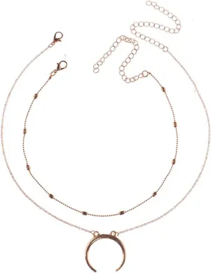 Layered Choker Necklaces for Women, Layered Necklaces for Women Crescent Pendant Chain Necklaces Jewelry Gifts for Birthday Wedding, 2 Pieces, Gold, 38CM