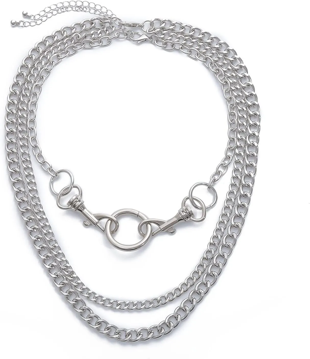 Layered Choker Necklaces for Women, Layered Necklaces for Women Lobster Claw Circle Pendant Chain Necklaces Jewelry Gifts, 3 Pieces, White Gold, 45CM