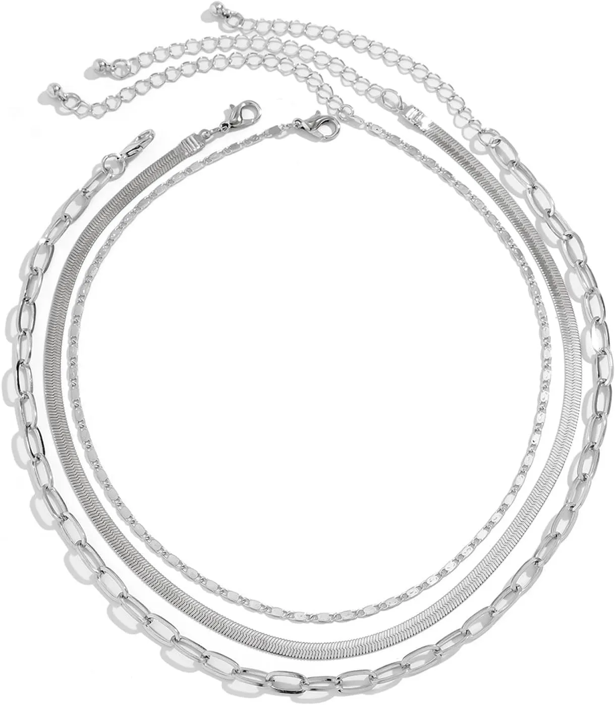 Layered Gold Necklaces for Women Dainty 14K Gold Plated Snake Chain Layered Necklaces Stacked Necklaces Herringbone Necklace Gold Jewelry Gift for Women