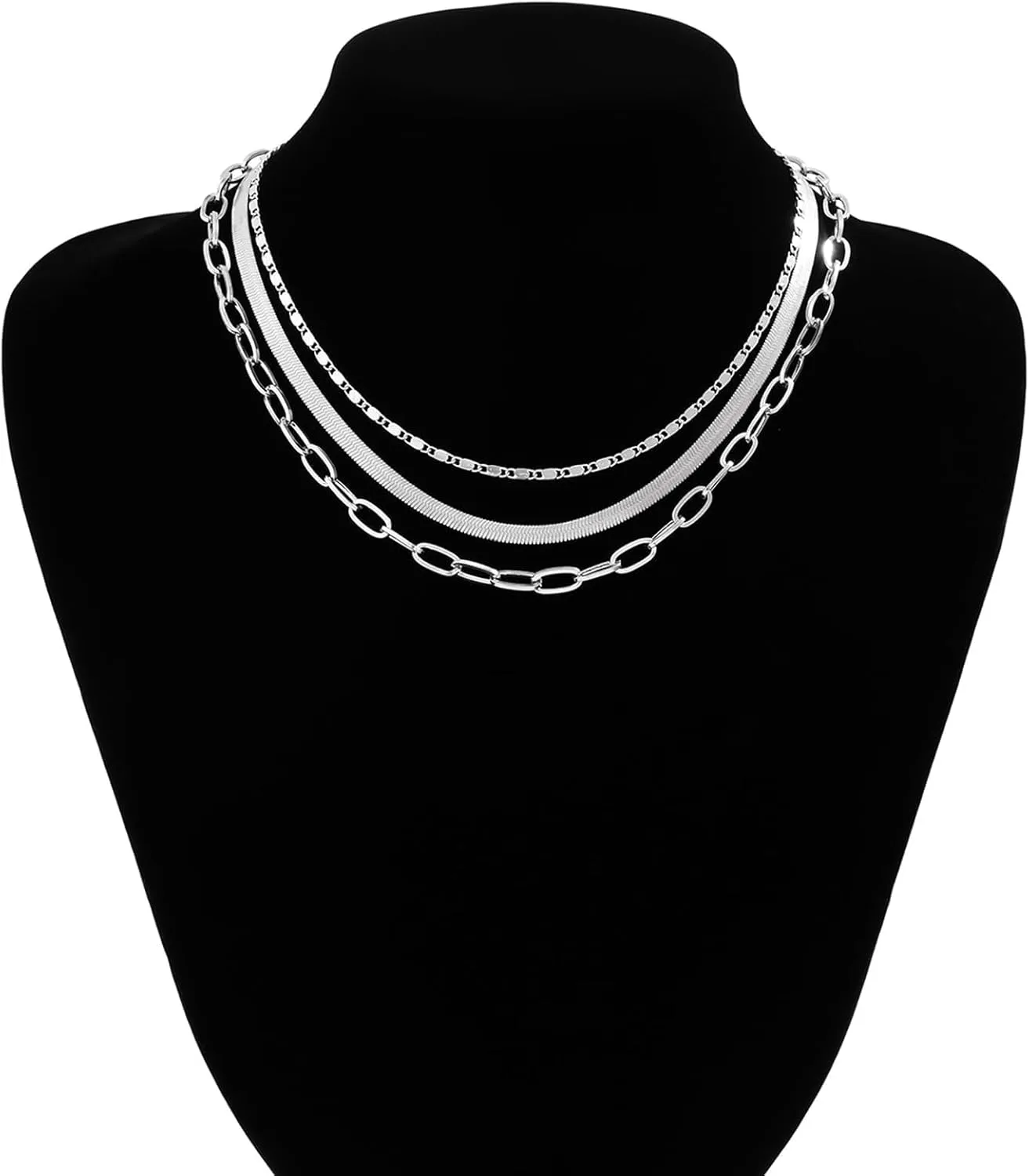 Layered Gold Necklaces for Women Dainty 14K Gold Plated Snake Chain Layered Necklaces Stacked Necklaces Herringbone Necklace Gold Jewelry Gift for Women