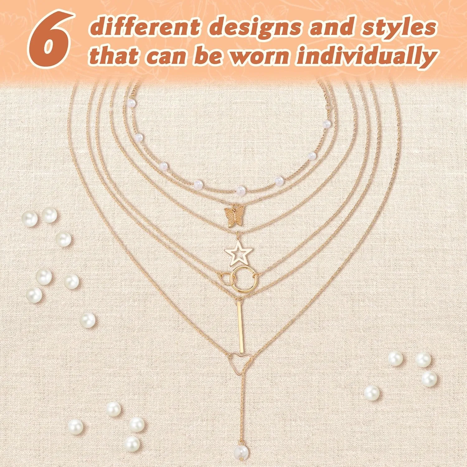 Layered Gold Necklaces for Women - Stackable Dainty Choker Necklaces, Trendy Fashion Gold Plated Pendant Necklaces for Mom Women Birthday Gift