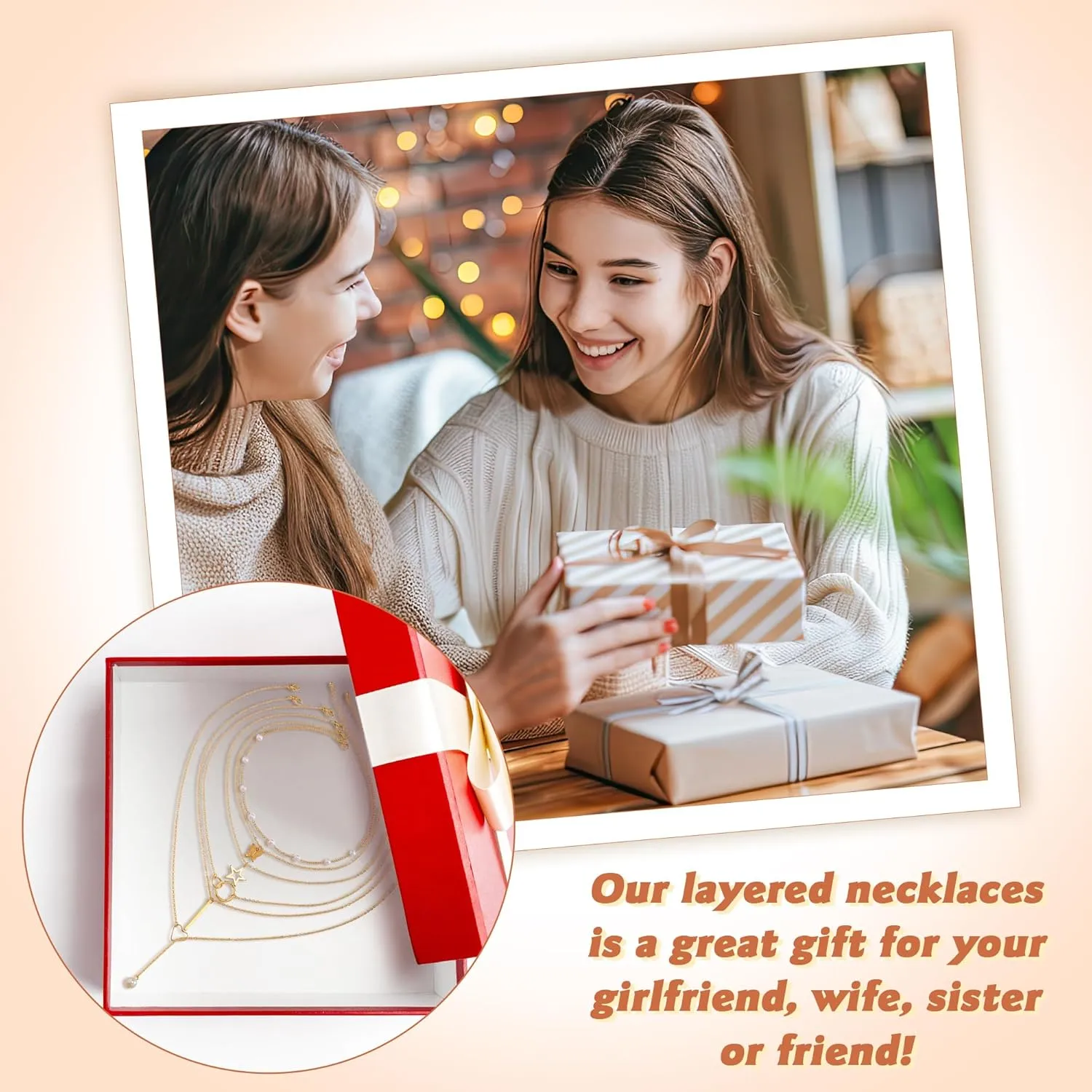 Layered Gold Necklaces for Women - Stackable Dainty Choker Necklaces, Trendy Fashion Gold Plated Pendant Necklaces for Mom Women Birthday Gift