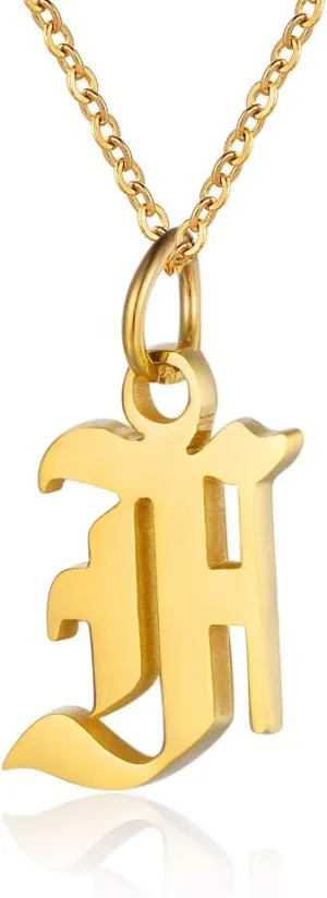 Letter Necklaces for Women Personalized Necklaces 18K Gold Plated Initial Pendant Old English Name Necklaces A-Z Bridesmaid Gift for Girls