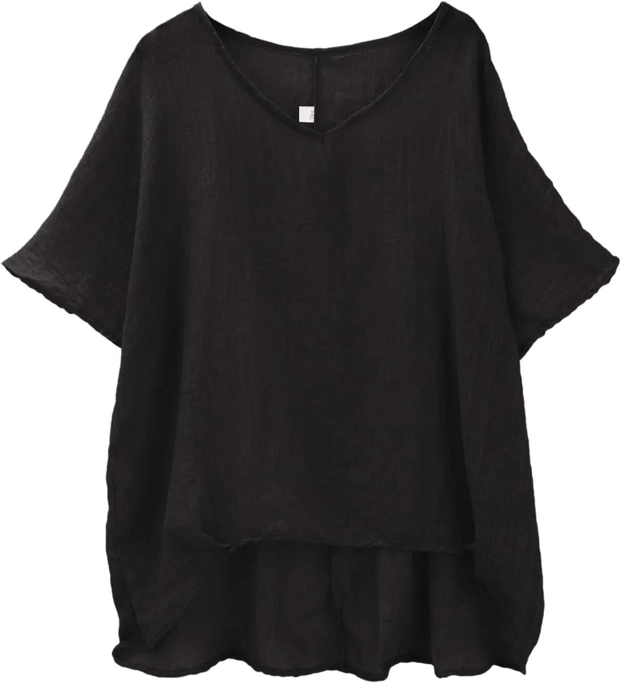 Linen Shirts for Women Summer 2025 Trendy Plus Size Crewneck Short Sleeve Cute Tops Casual Loose Fit Comfy Blouses