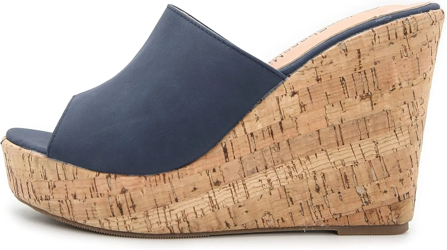 LizFoYa Women Peep Toe Slide Sandal Wedge High Heels Summer Beach Cork Platform Wedge Dressy Slipper Heels