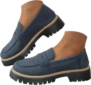 Loafers for Women 2024 Comfortable,Casual Lightweight Round Toe Orthopedic Platform Loafers Slip-On Walking Shoes