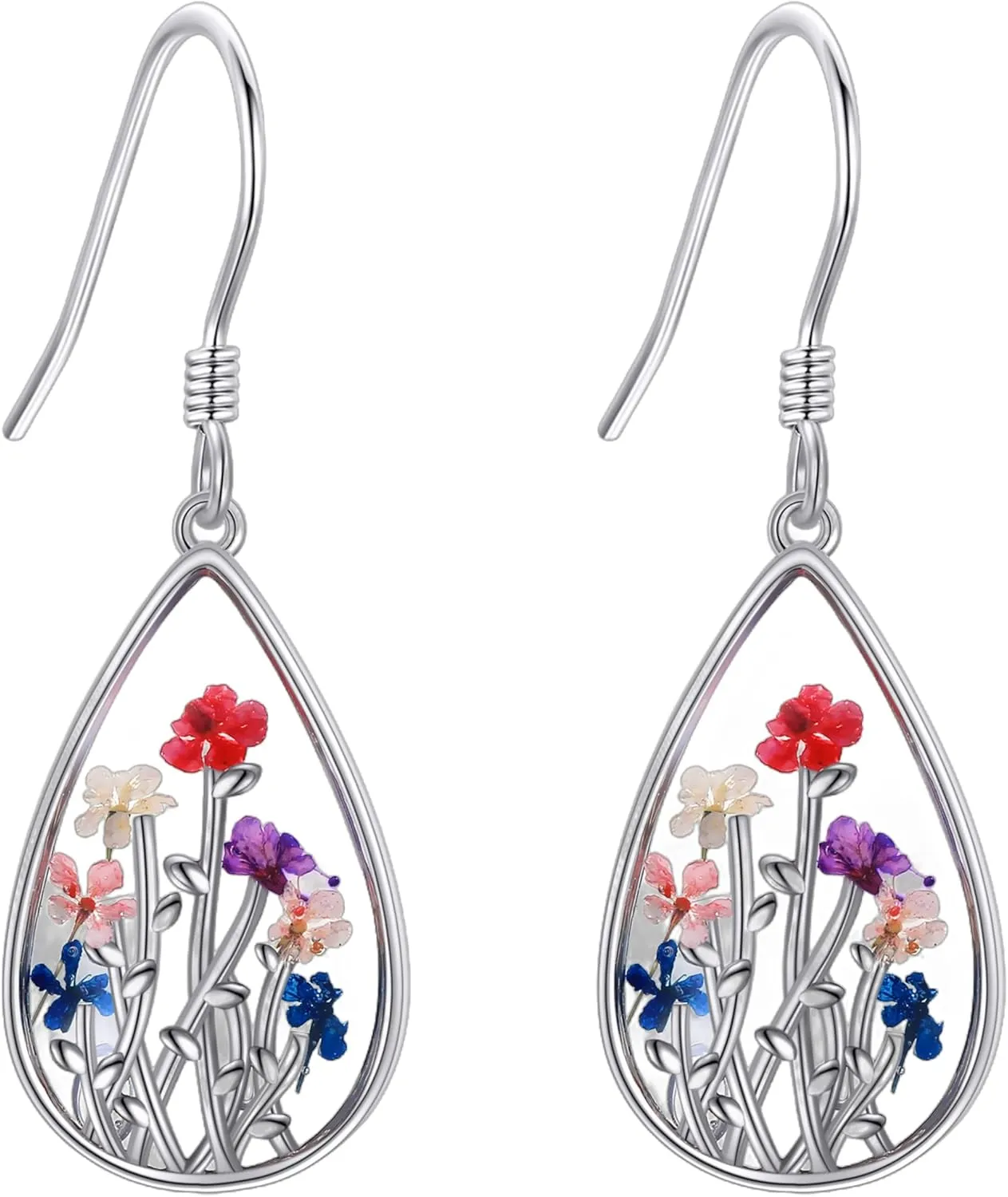 lotus/Pressed Flower/Shamrock/Forget Not Me/Four Leaf Clover Earring 925 Sterling Silver Astronaut/Raccoon/Moth/Sunflower Jewelry for Women