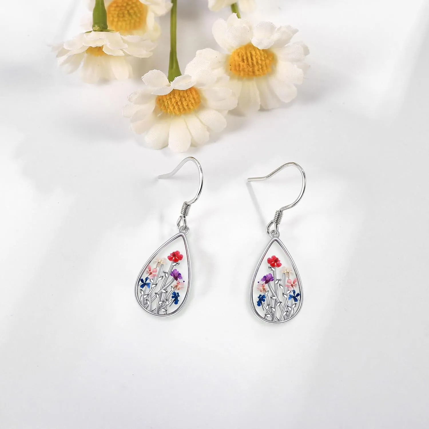 lotus/Pressed Flower/Shamrock/Forget Not Me/Four Leaf Clover Earring 925 Sterling Silver Astronaut/Raccoon/Moth/Sunflower Jewelry for Women