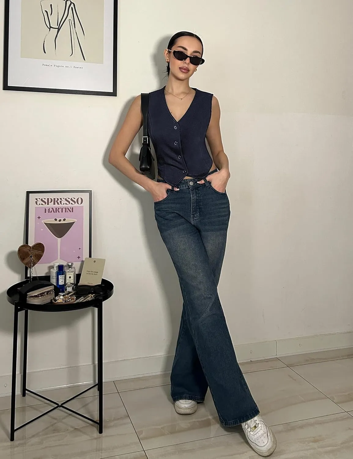 luvamia Vest Tops for Women Trendy Fashion Casual Summer Cropped Dressy Suit Vest Button Up Sleeveless Waistcoat Vests