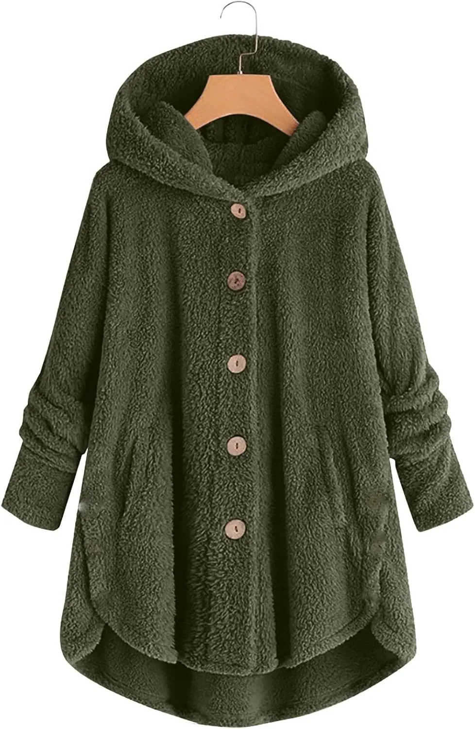 maisdgop Womens Fuzzy Fleece Sherpa Hoodies Oversized Teddy Bear Coat Button down Sweatshirt with Pockets Soft Fall Jackets
