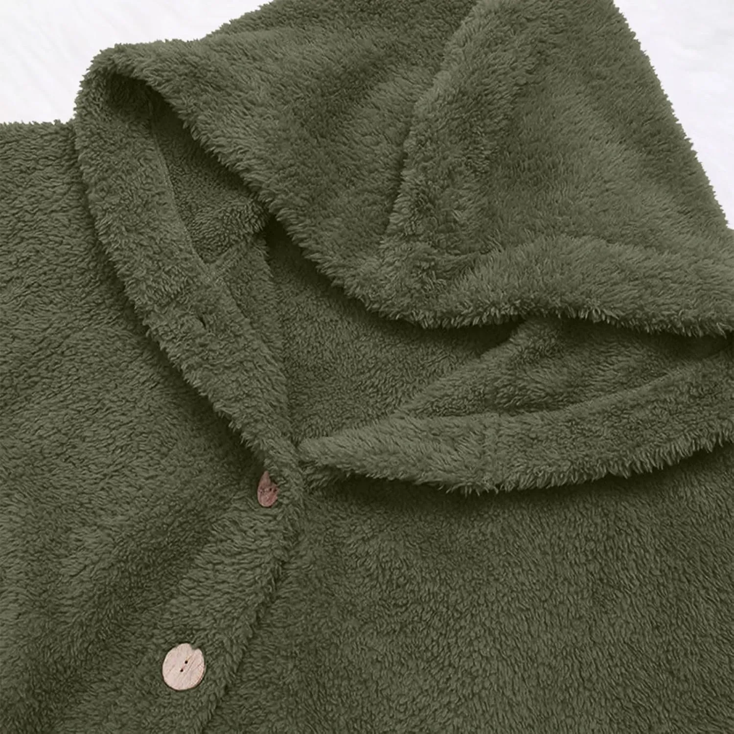 maisdgop Womens Fuzzy Fleece Sherpa Hoodies Oversized Teddy Bear Coat Button down Sweatshirt with Pockets Soft Fall Jackets