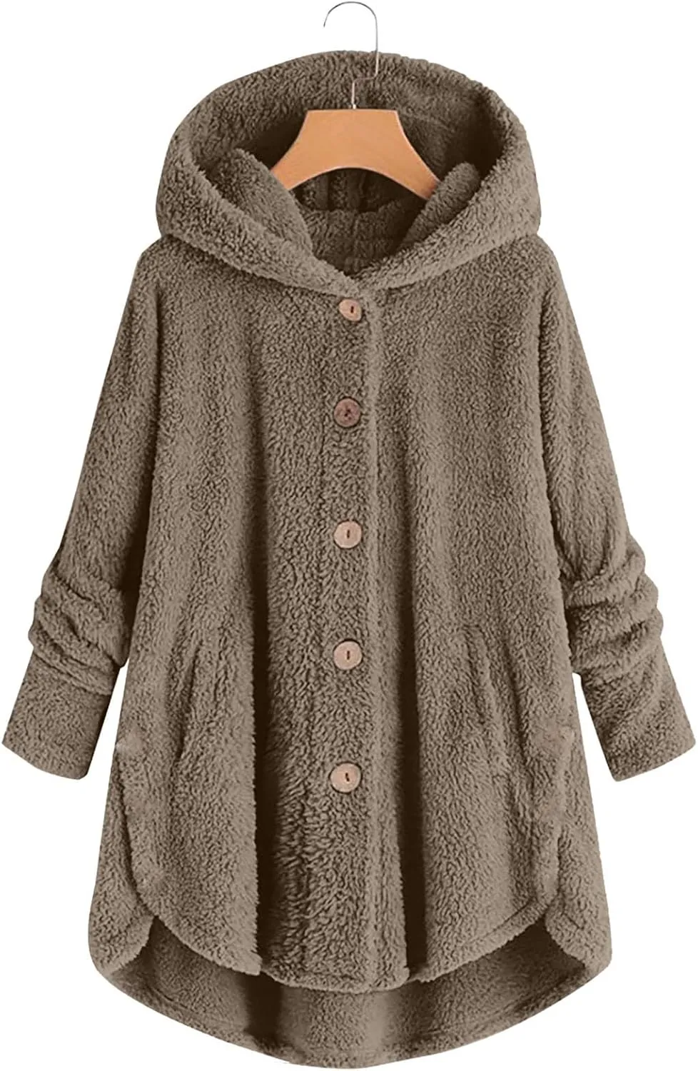 maisdgop Womens Fuzzy Fleece Sherpa Hoodies Oversized Teddy Bear Coat Button down Sweatshirt with Pockets Soft Fall Jackets