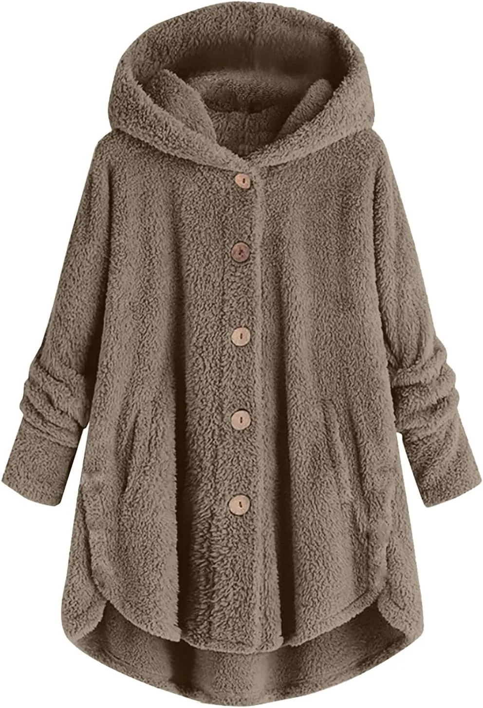 maisdgop Womens Fuzzy Fleece Sherpa Hoodies Oversized Teddy Bear Coat Button down Sweatshirt with Pockets Soft Fall Jackets