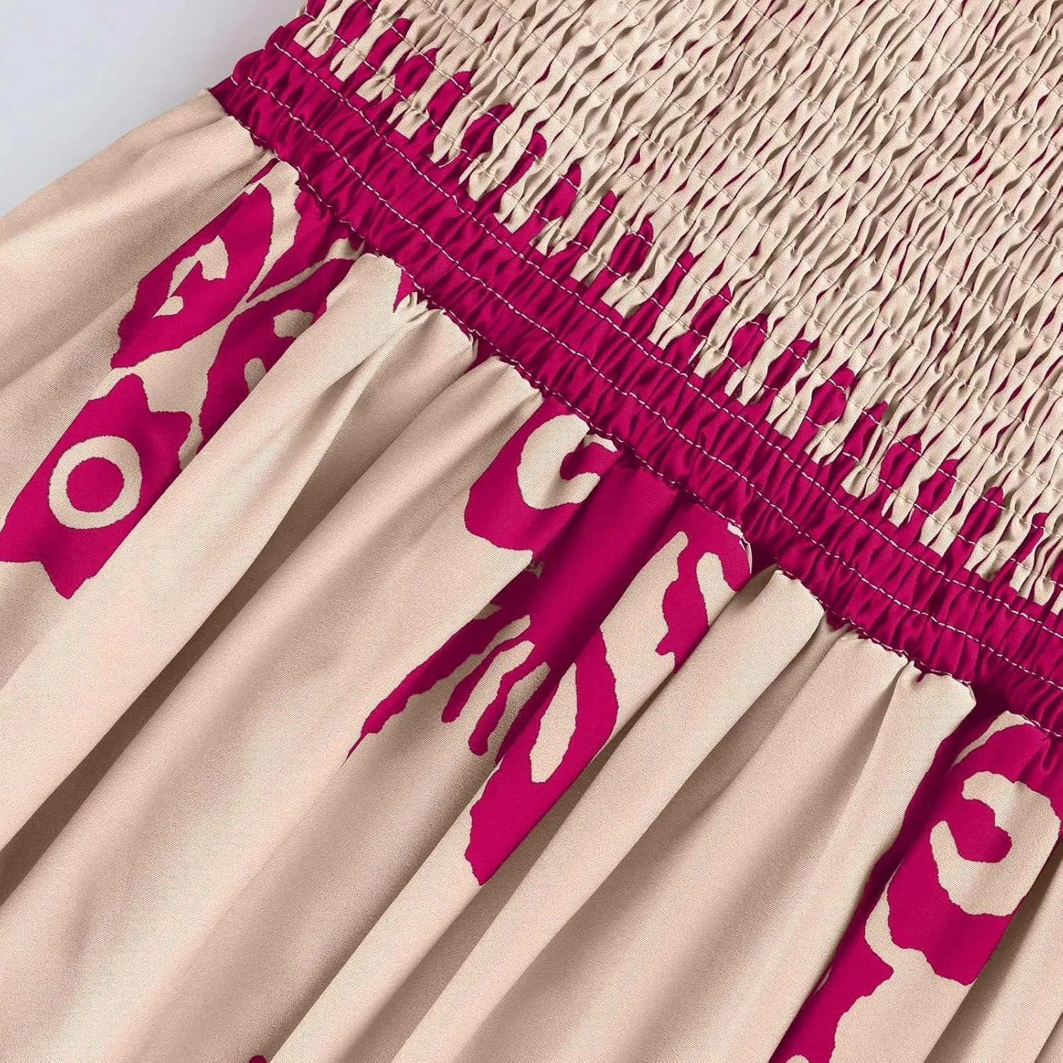 Maxi Sundress Boho Summer Beach Vacation Loose Sleeveless Smocked Empire Waist A Line Dress Casual Long Flowy Dresses