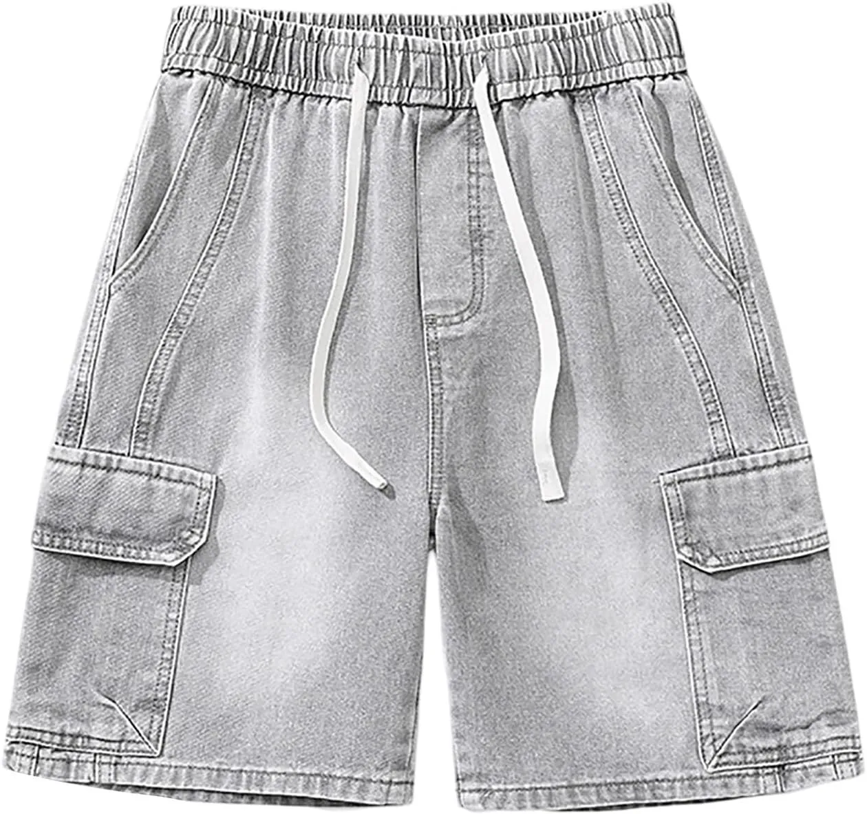 Men Y2K Grunge Baggy Jean Shorts Casual Summer Hip Hop Mid Loose Denim Shorts Streetwear