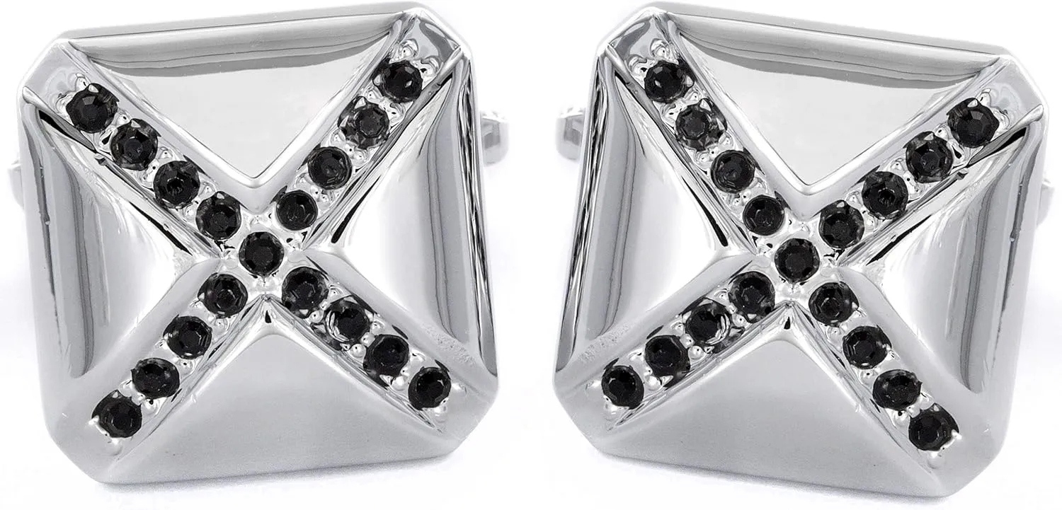 Men's Black Cubic Zirconia Cuff Links