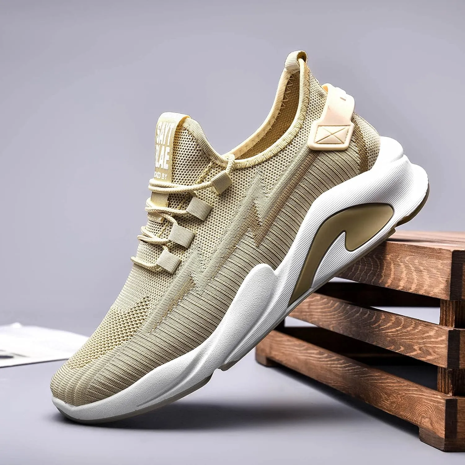 Men's Breathable Stretch Workout Shoes Comfortable Breathable Lace Up Sneaker Men's Sport Breathable Mesh Shoes