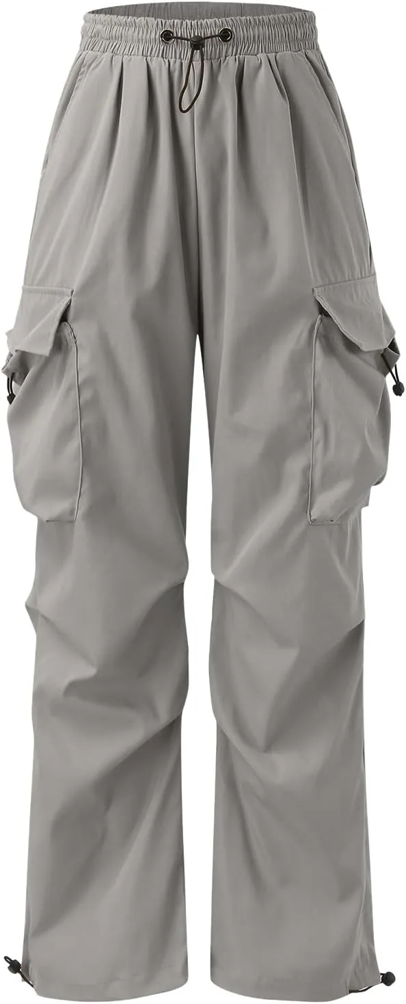 Men's Cargo Pants Casual Loose Fit Wide Leg Drawstring Waist Pant Outdoor Pants Multi Pockets