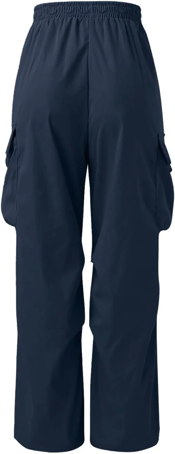 Men's Cargo Pants Casual Loose Fit Wide Leg Drawstring Waist Pant Outdoor Pants Multi Pockets