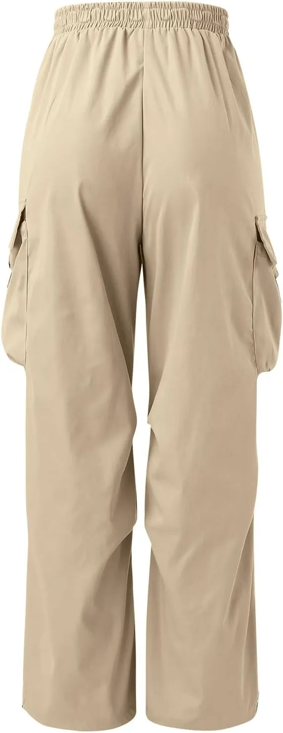 Men's Cargo Pants Casual Loose Fit Wide Leg Drawstring Waist Pant Outdoor Pants Multi Pockets