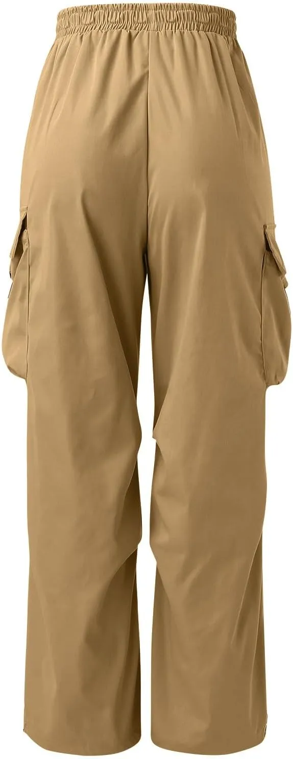 Men's Cargo Pants Casual Loose Fit Wide Leg Drawstring Waist Pant Outdoor Pants Multi Pockets