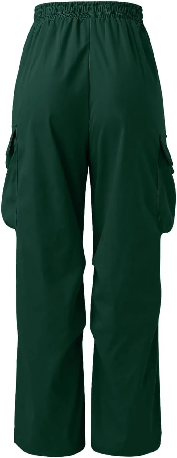 Men's Cargo Pants Casual Loose Fit Wide Leg Drawstring Waist Pant Outdoor Pants Multi Pockets